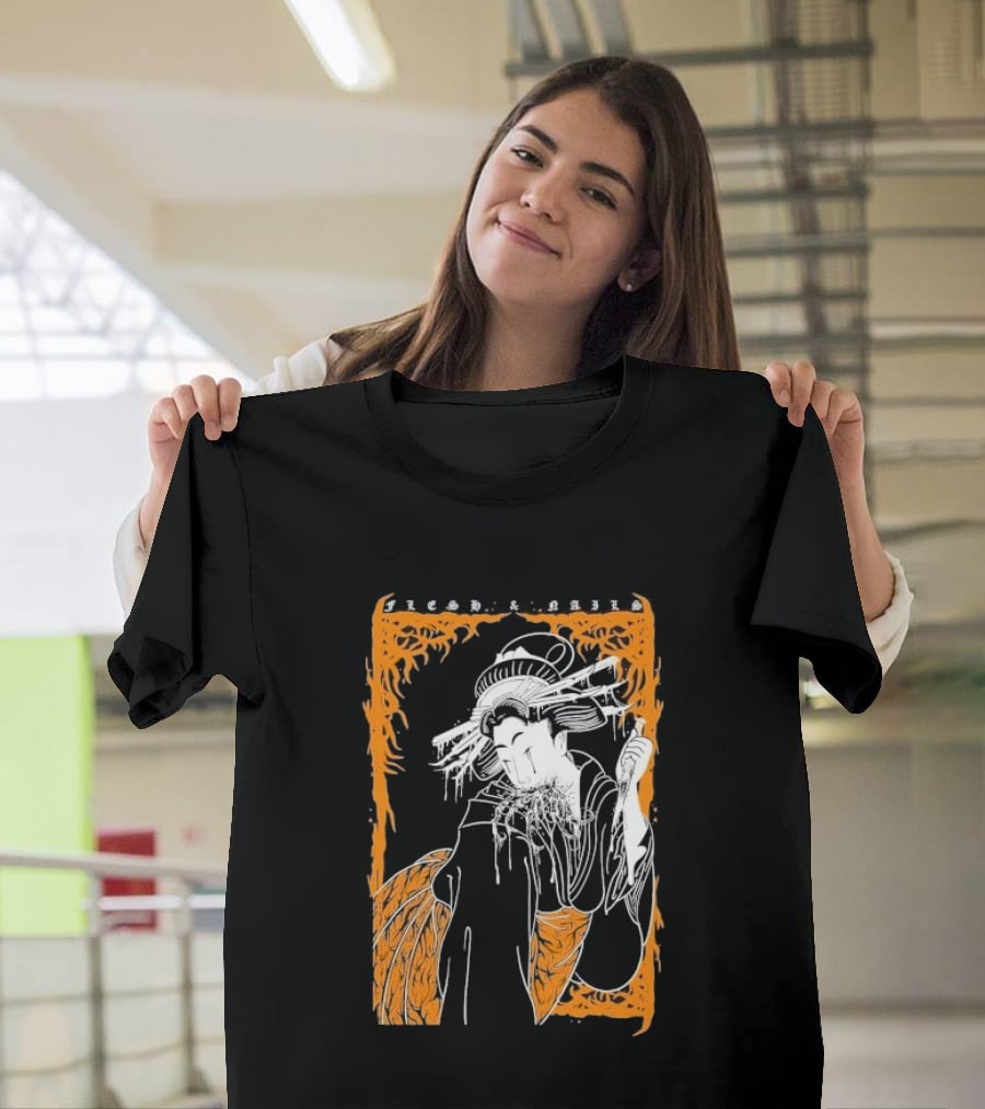 Distant Flesh And Falls Geisha Vintage Oriental Motif T-Shirt