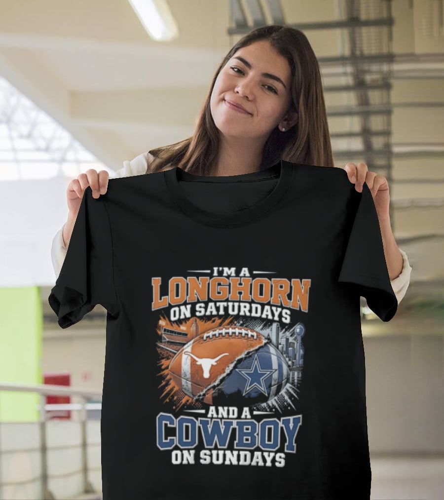 Texas Longhorn On Saturdays Dallas Cowboys On Sundays Fan Gear T-Shirt