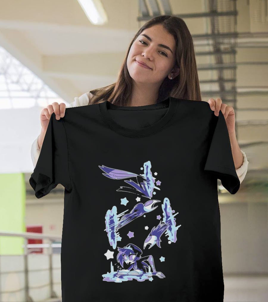 Shark Robot Octavia Portal Animated Illustration With Stars And Blue Avian T-Shirt