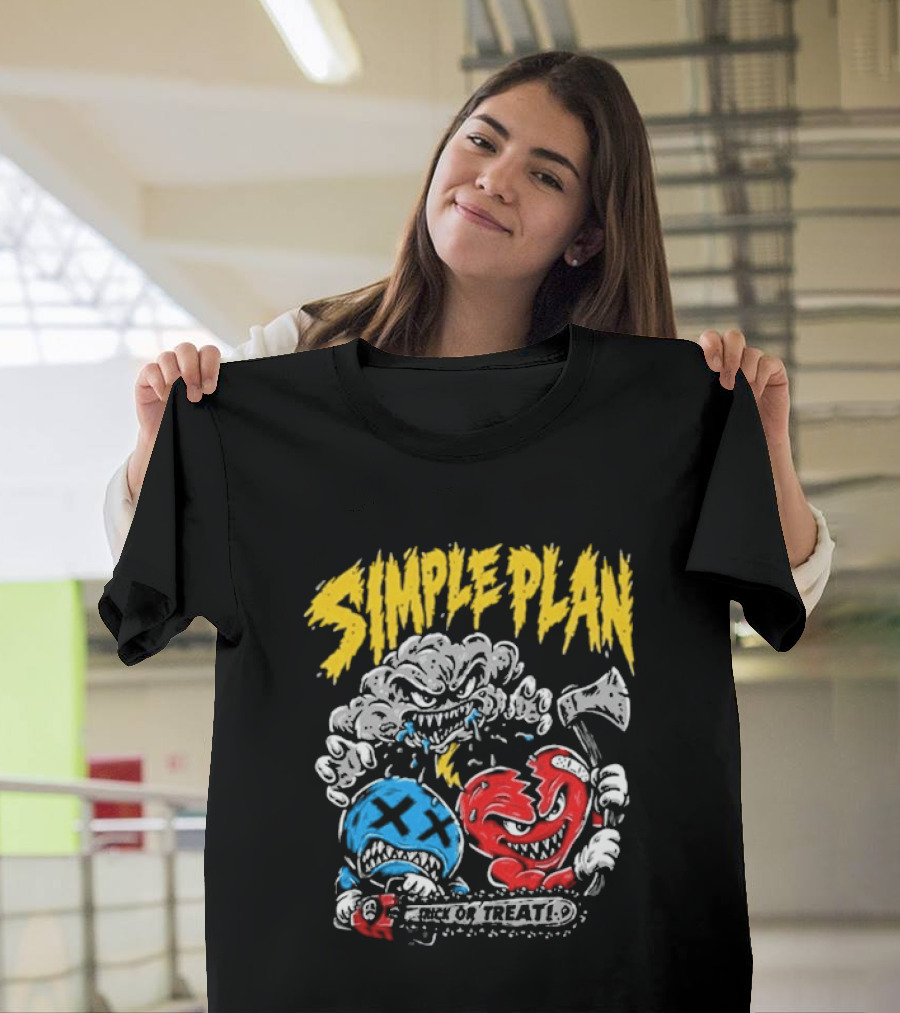 Simple Plan Halloween Trick Or Treat Monsters Axes T-Shirt