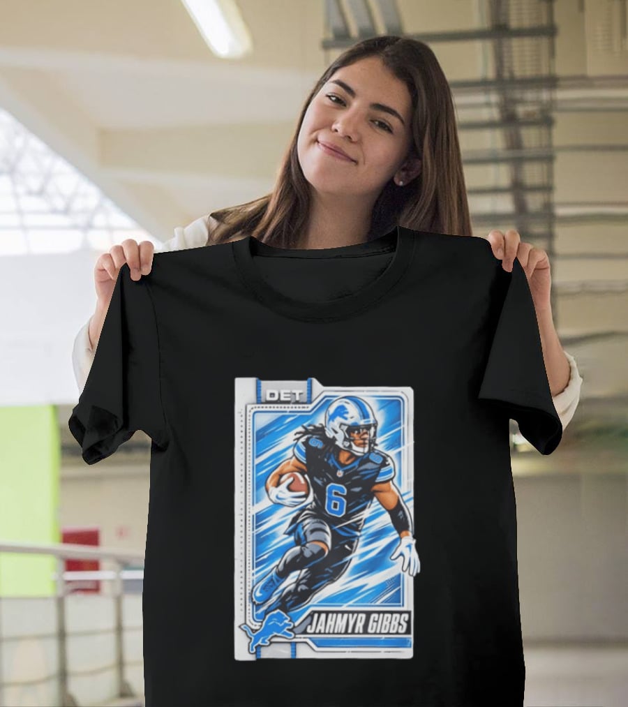 Jahmyr Gibbs DET 6 Football Card Detroit Lions T-Shirt