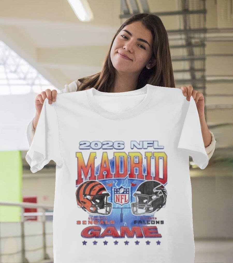 2026 NFL Madrid Game Cincinnati Bengals Vs Atlanta Falcons Matchup T-Shirt