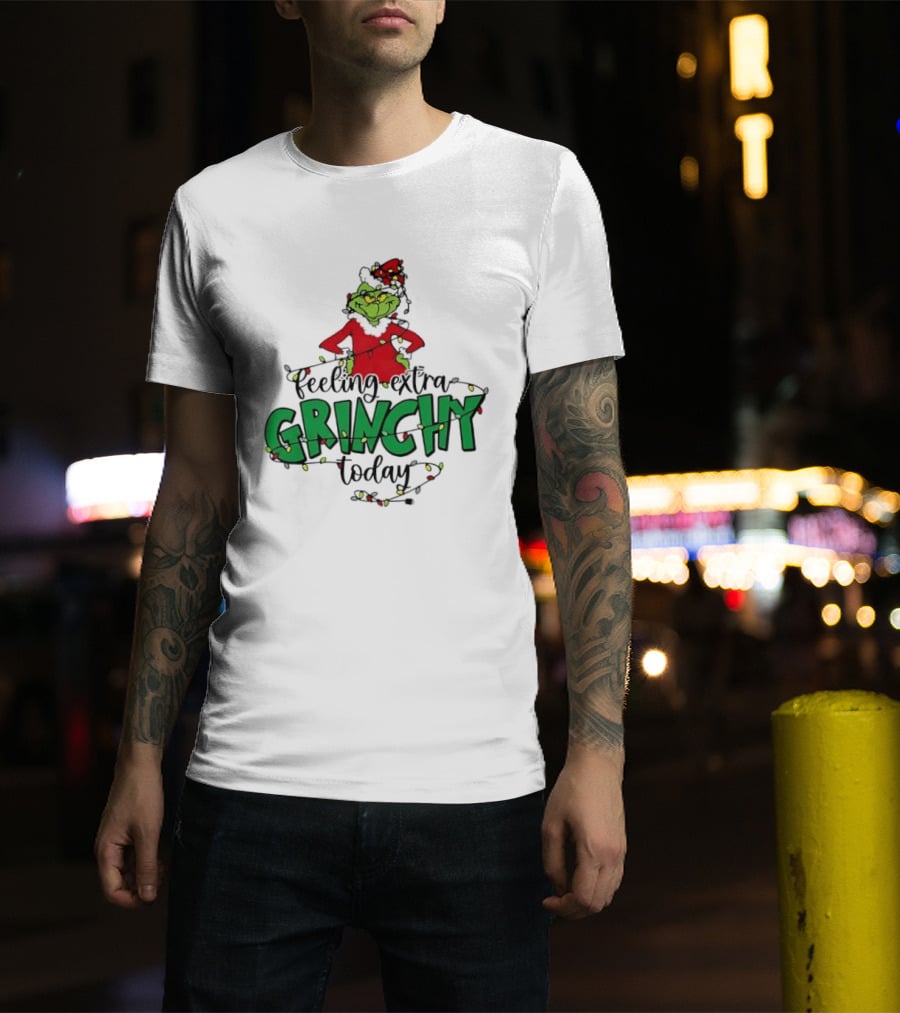 Feeling Extra Grinchy Today Christmas Lights Grinch T-Shirt