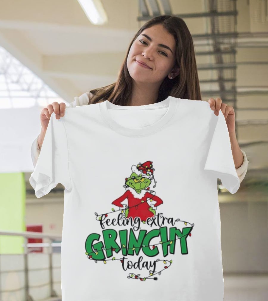Feeling Extra Grinchy Today Christmas Lights Grinch T-Shirt