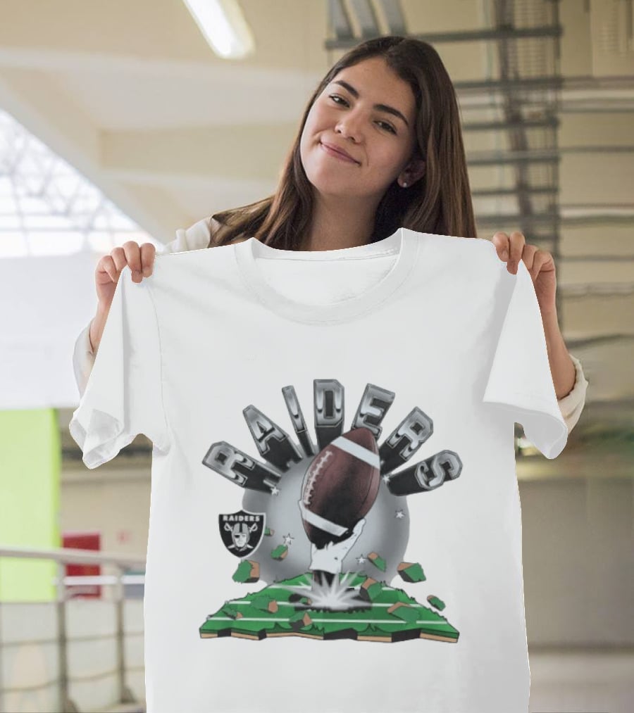 Raiders Football 2026 Explosive Clubhouse Breaking Through T-Shirt
