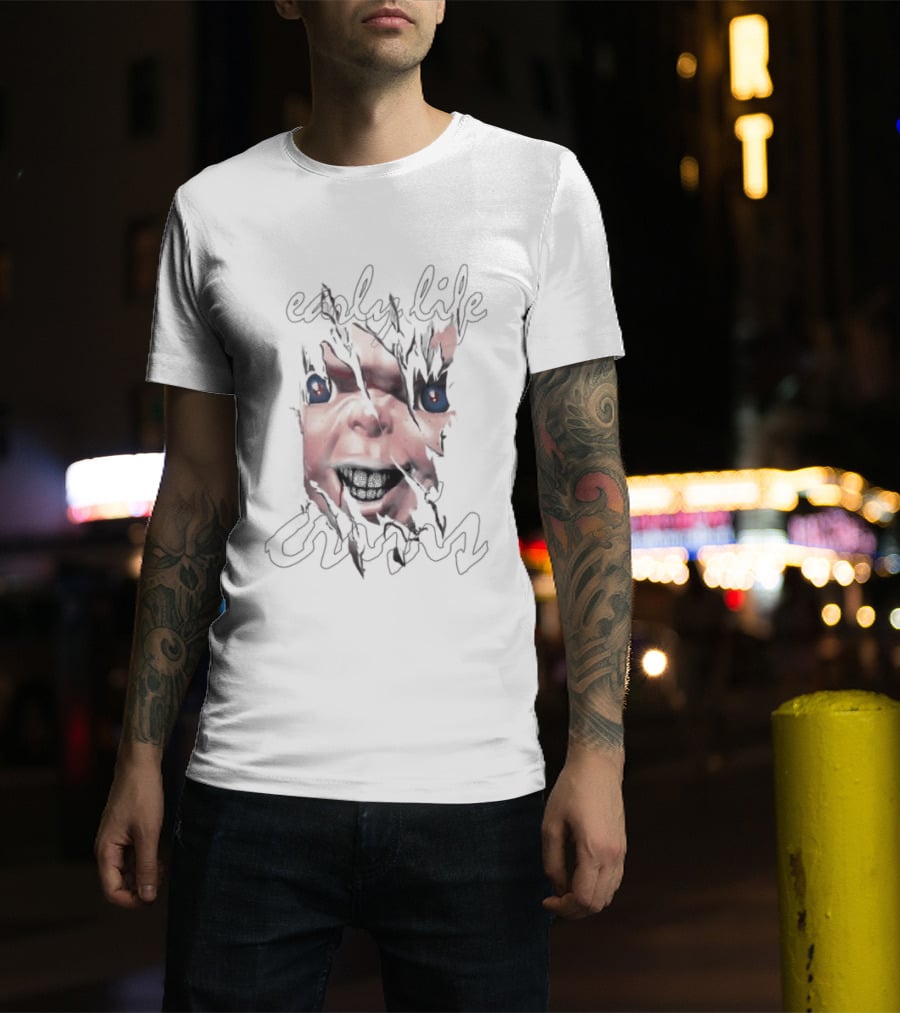 Nettspend Store Early Life Crisis Chucky Face Tear Effect T-Shirt