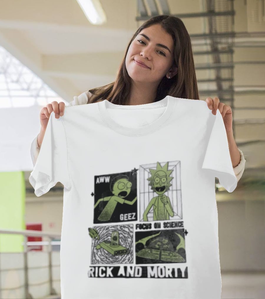 Aww Geez Rick And Morty Focus On Science Spaceship Portal T-Shirt