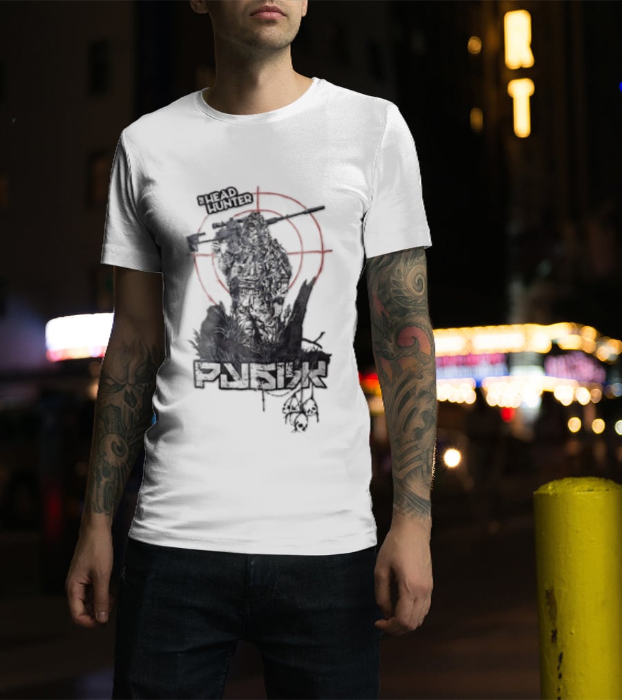 Punish Sniper Ghillie Suit Skulls Target Retro Hunter T-Shirt