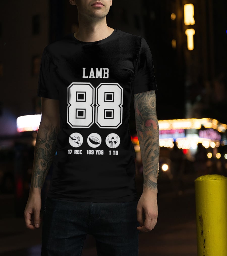 Dallas Cowboys CeeDee Lamb 88 17 Rec 189 Yds 1 Td T-Shirt