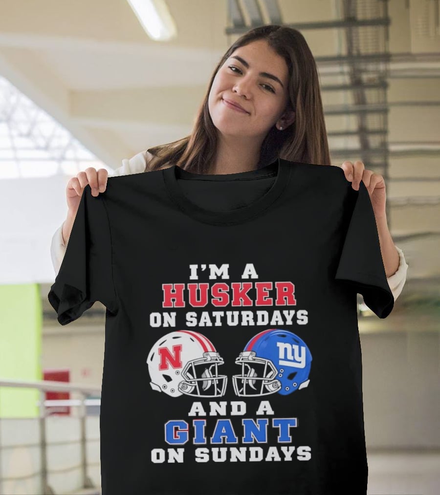 I'm A Husker On Saturdays And A Giant On Sundays Football Helmets T-Shirt