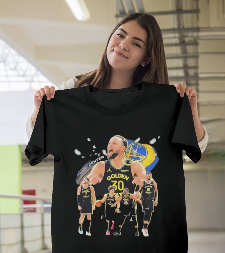 Golden State Warriors Players Collage Chase Center Basketball Team Number 30 23 10 7 T-Shirt