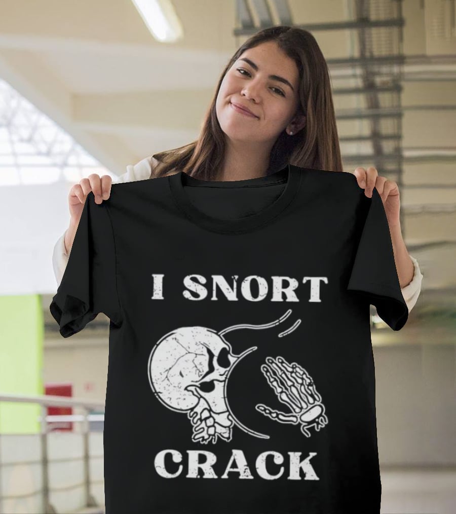 I Snort Crack Skull Skeleton Praying Hands T-Shirt