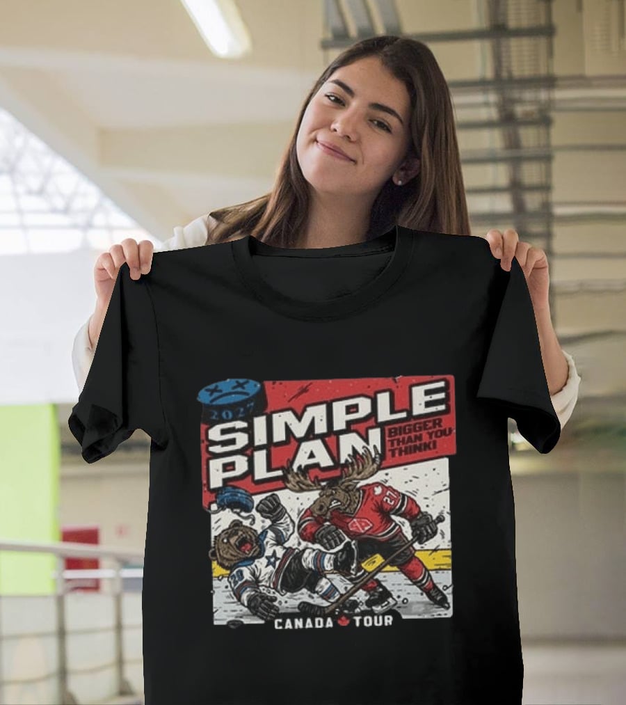 2027 Simple Plan Bigger Than You Think Canada Tour Hockey T-Shirt
