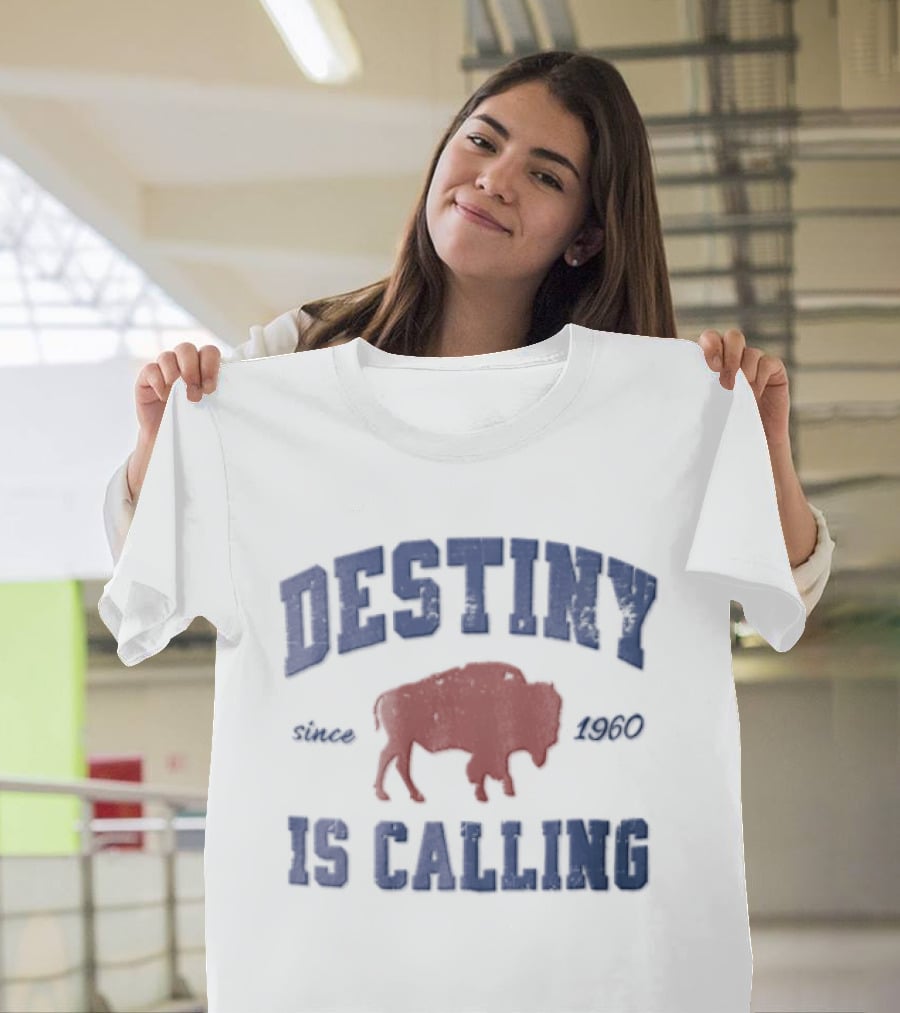 Destiny Is Calling 1960 Buffalo Bills Red Buffalo Distressed T-Shirt
