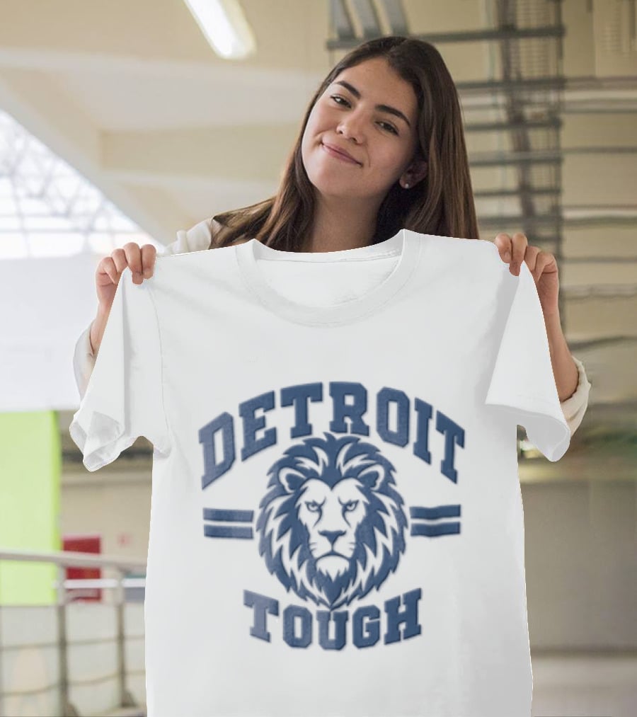 Detroit Tough Blue Lion Head T-Shirt
