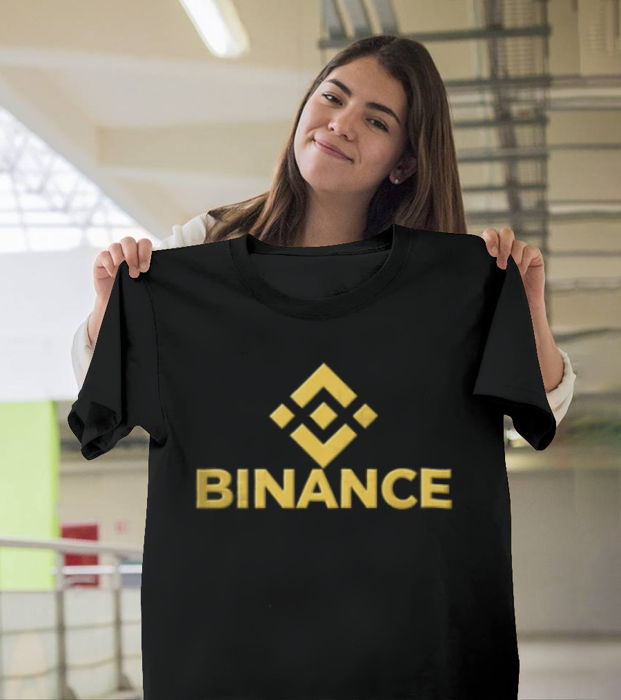 Binance Yellow Geometric Style Cryptocurrency Branding T-Shirt