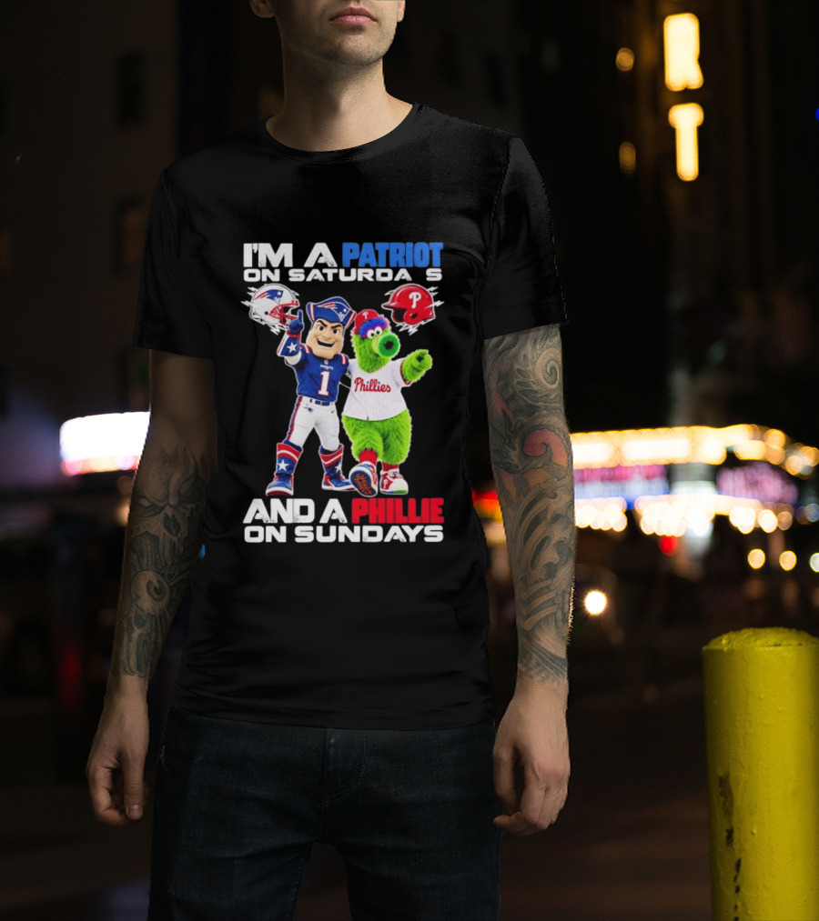 Patriot Saturdays Phillie Sundays Mascots Patriots Phillies T-Shirt