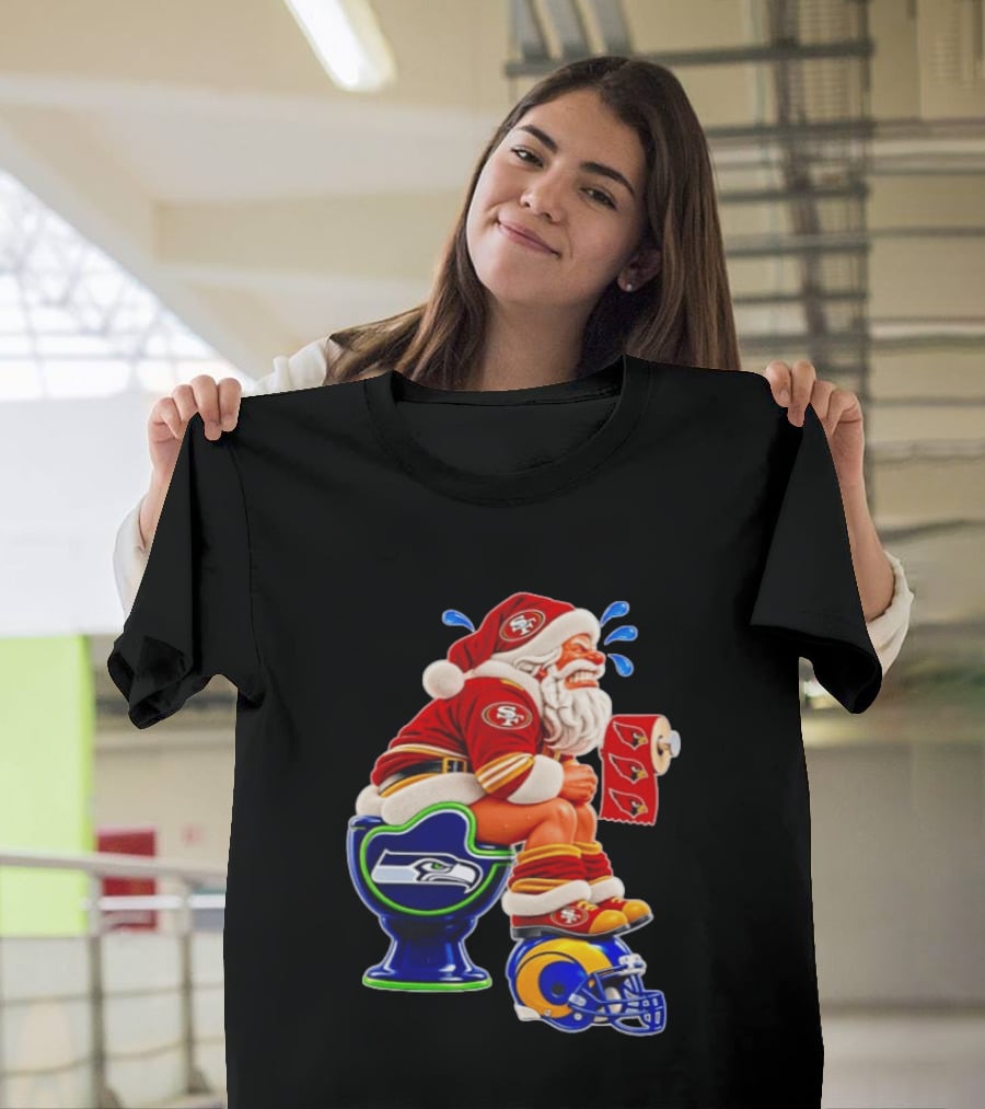 San Francisco 49ers Santa Claus Seahawks Toilet Cardinals Rams Humor T-Shirt