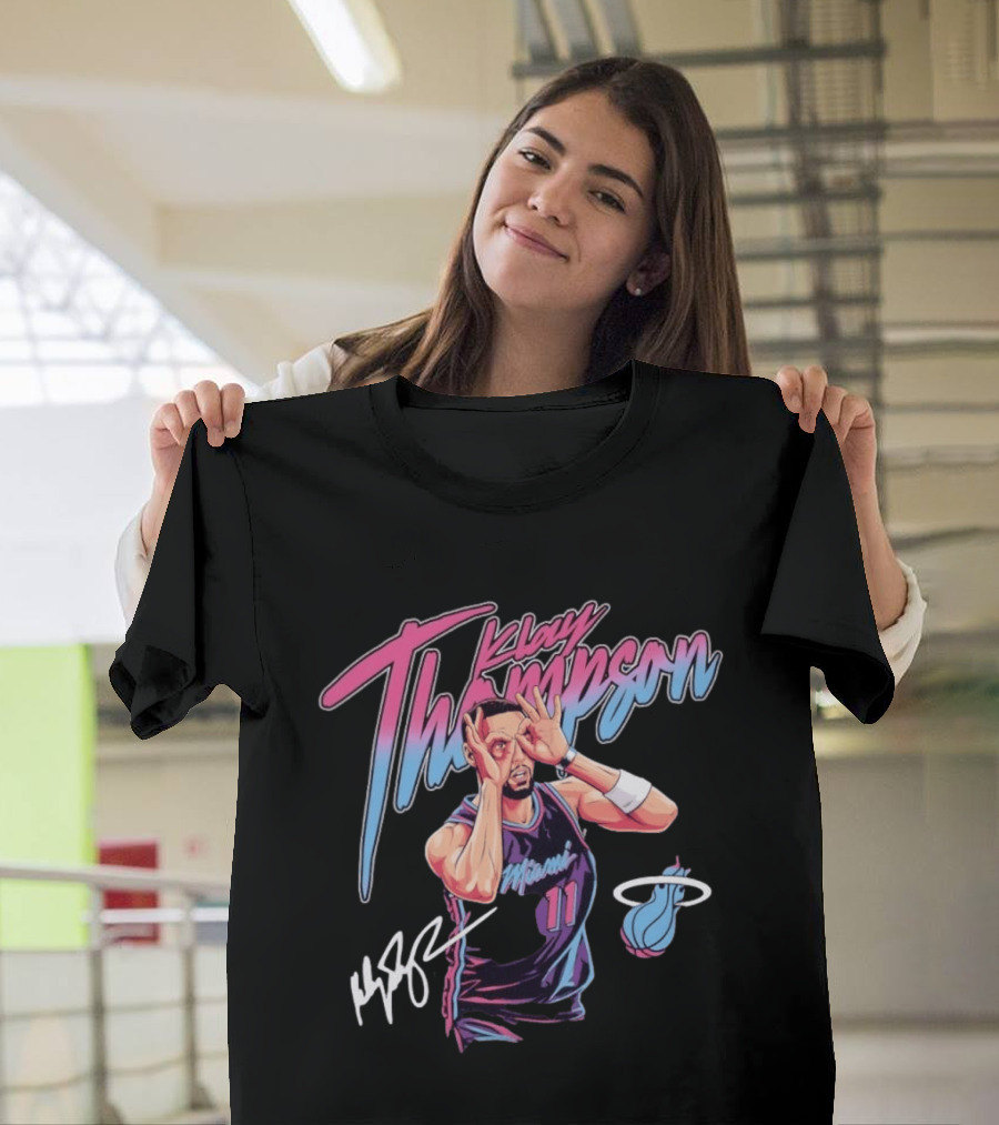 Klay Thompson Miami Heat 11 Three Goggles Signature T-Shirt