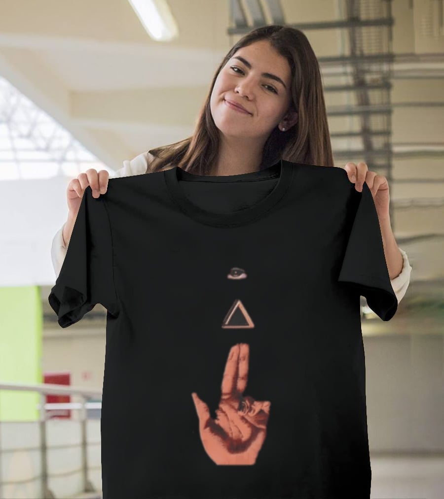Hand Making Gun Gesture With Pyramid Eye T-Shirt