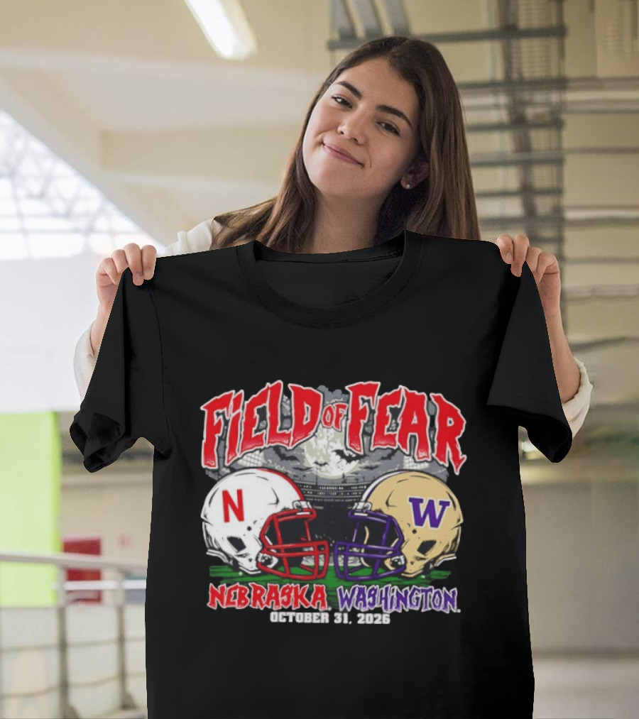 Field Of Fear 2026 Nebraska Cornhuskers Vs Washington Huskies Halloween October 31 T-Shirt