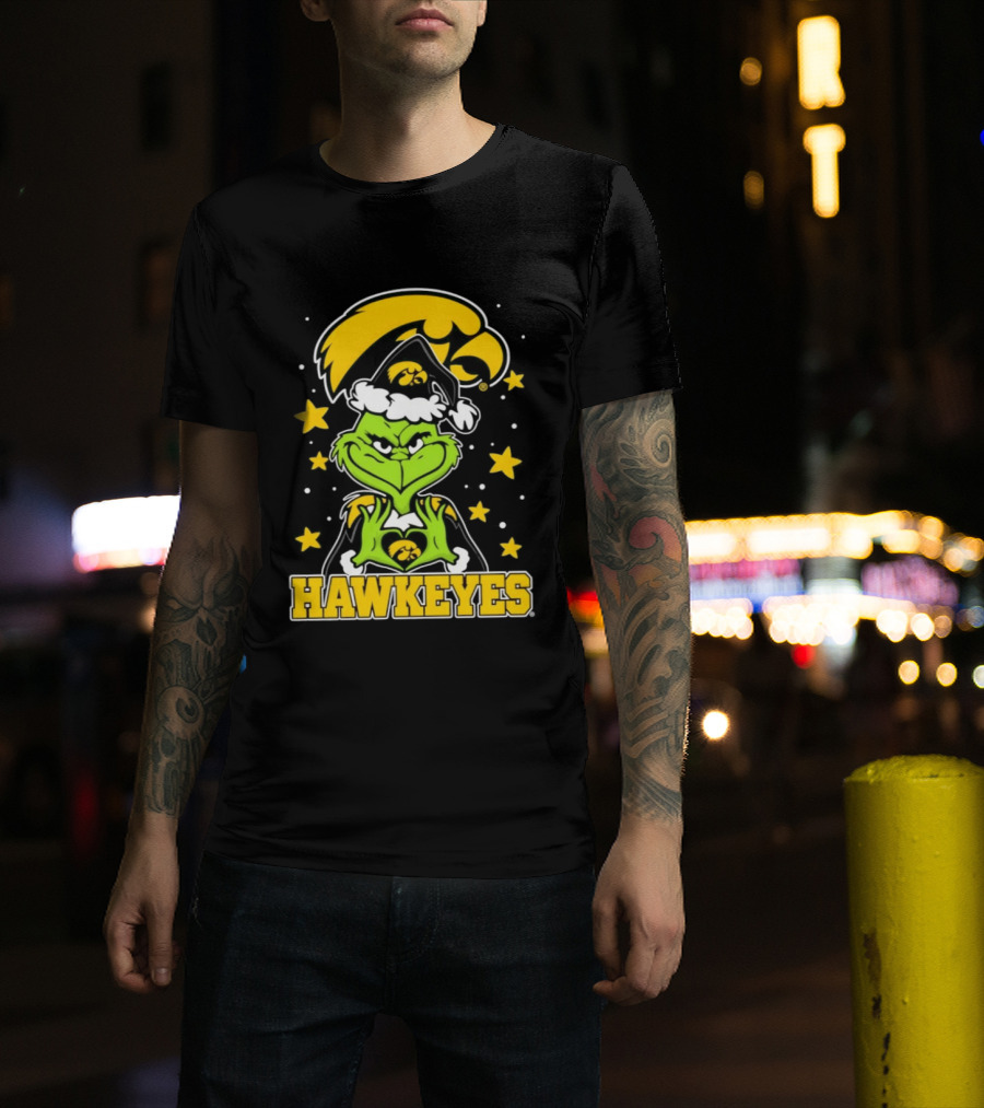 Iowa Hawkeyes Grinch Christmas NCAA Fan Gear T-Shirt