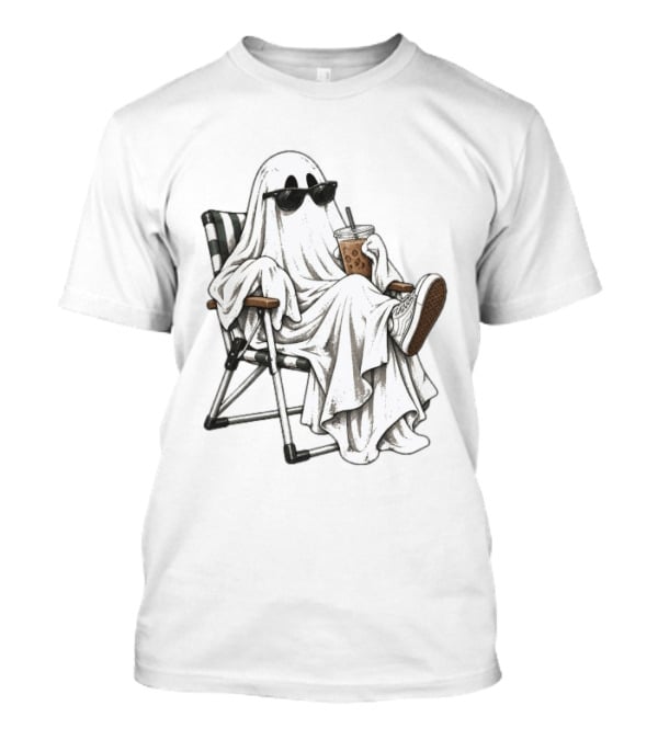 Ghosting You Halloween Cool Ghost With Iced Coffee And Sunglasses T-Shirt