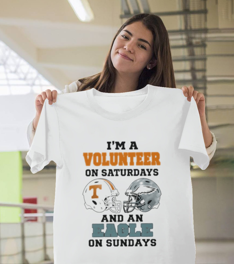 I'm A Volunteer On Saturdays And An Eagle On Sundays Football Helmets T-Shirt