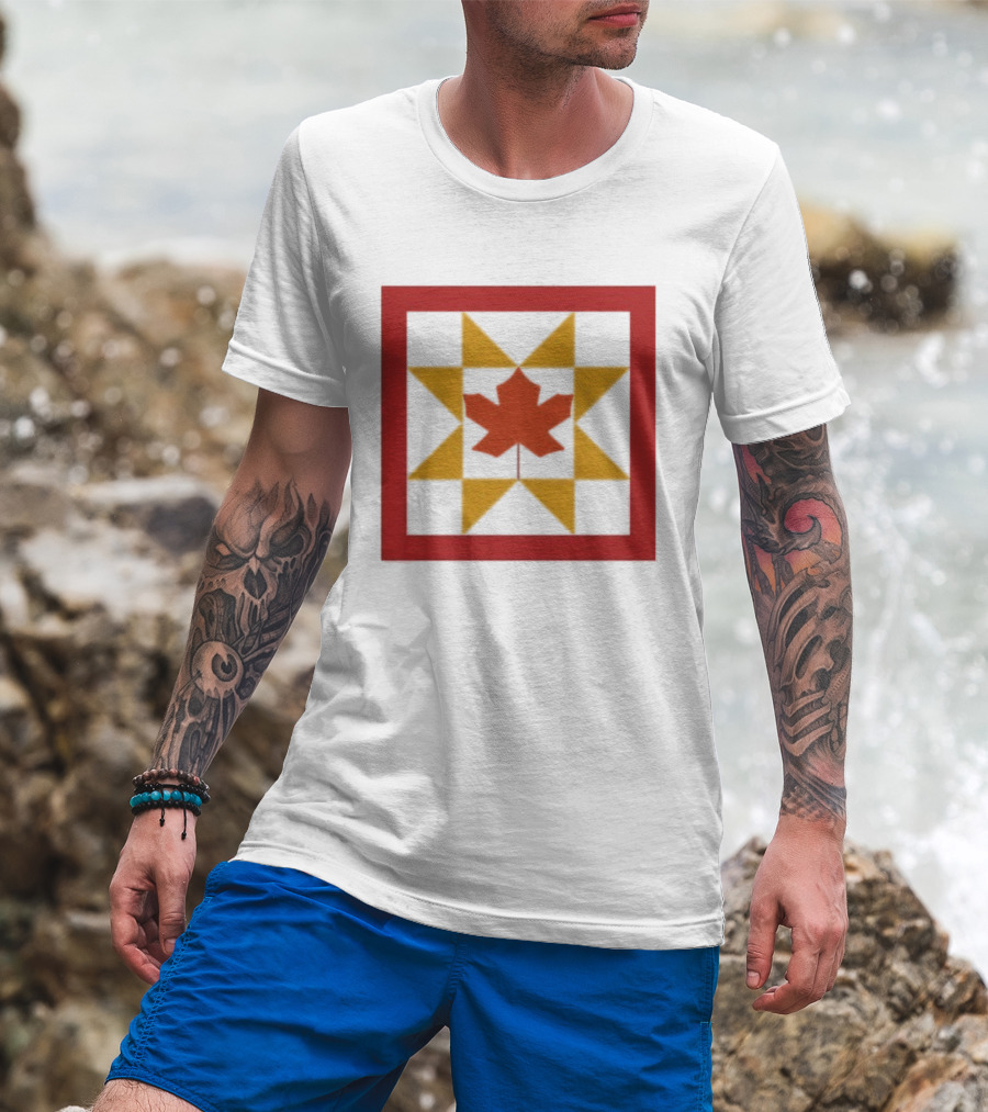 Kentucky Fall Quilt Maple Leaf Star Patchwork T-Shirt