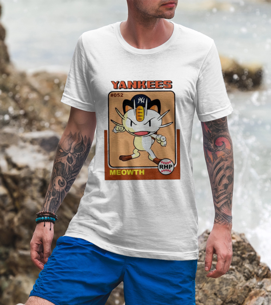 Yankees Meowth #052 RHP Baseball Card T-Shirt