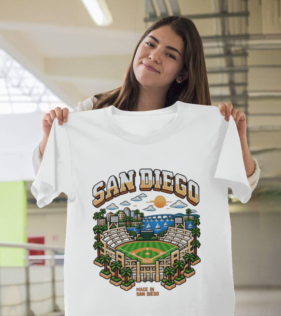 San Diego Pixel Art Petco Park Skyline Made In San Diego T-Shirt