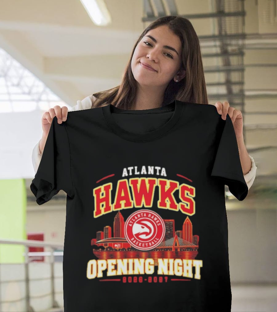 Atlanta Hawks Opening Night 2026 2027 Skyline Basketball T-Shirt