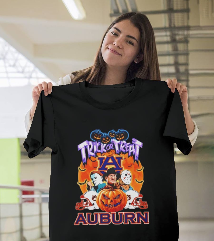 Auburn Tigers Halloween Trick Or Treat Horror Characters 2026 T-Shirt