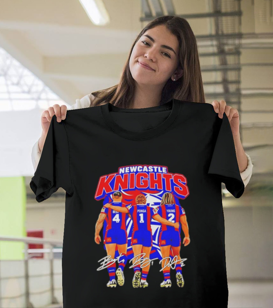 Newcastle Knights Best Ponga Young Football Signatures T-Shirt