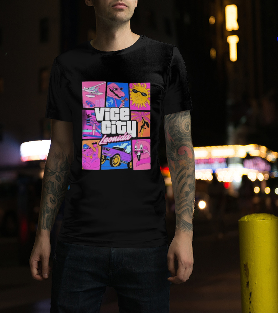 Vice City Leonida Sun Shades Crocodile Pink Car T-Shirt