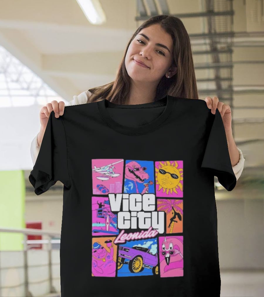 Vice City Leonida Sun Shades Crocodile Pink Car T-Shirt