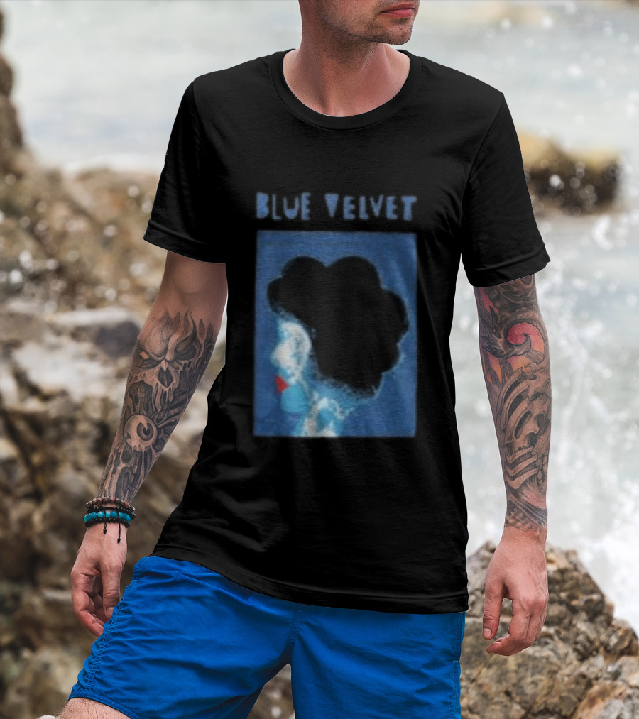 Blue Velvet Afro Silhouette Red Lips T-Shirt