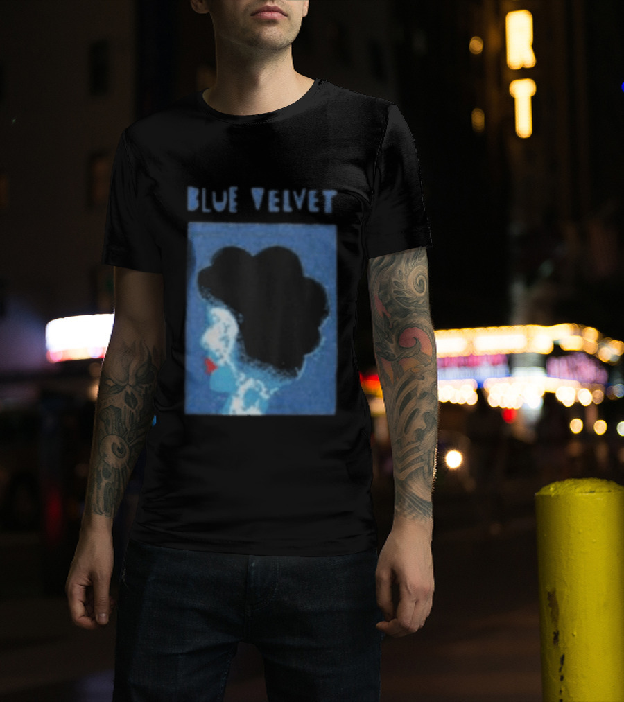 Blue Velvet Afro Silhouette Red Lips T-Shirt