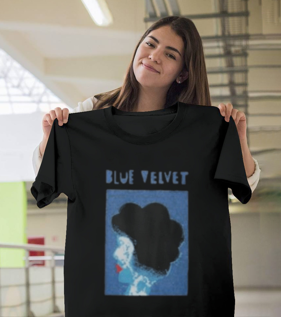 Blue Velvet Afro Silhouette Red Lips T-Shirt