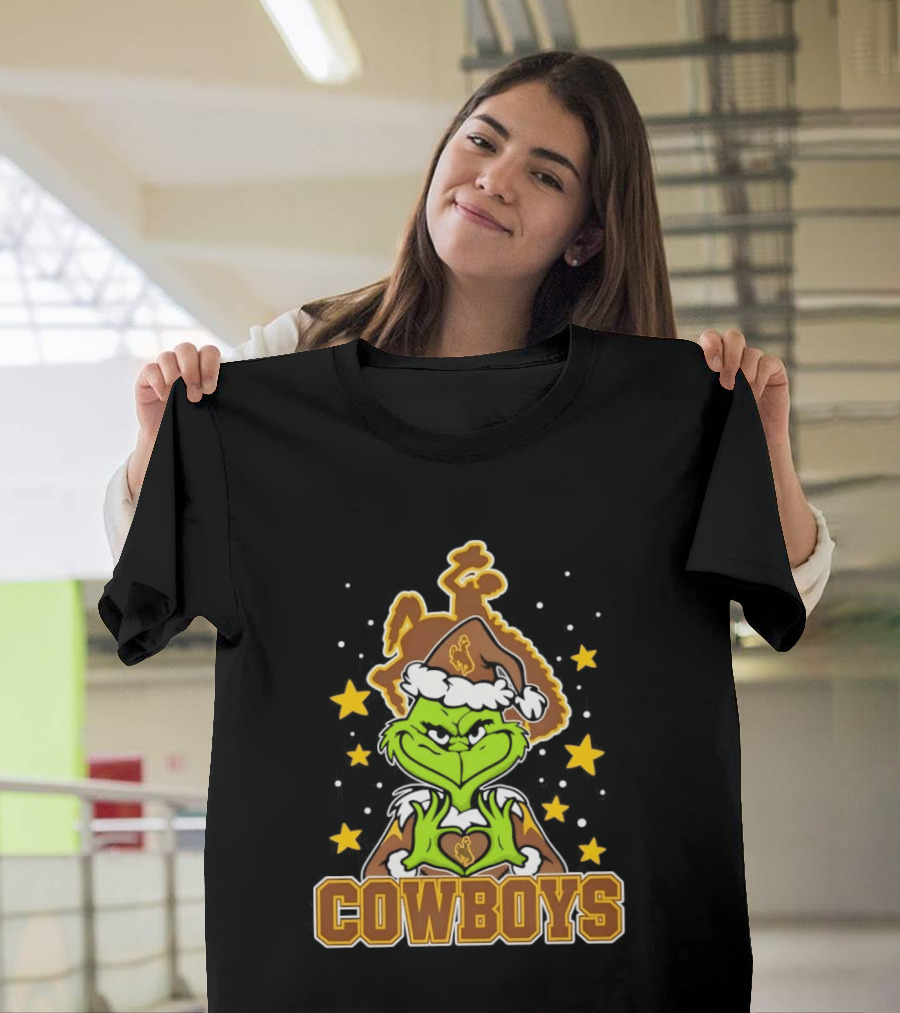 Grinch Cowboys Christmas Wyoming College Football T-Shirt