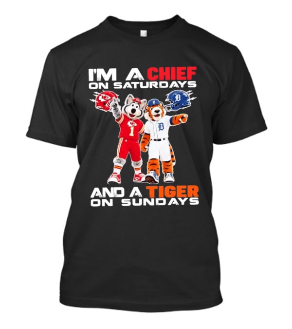 I'm A Chief On Saturdays And A Tiger On Sundays Sports Mascot Helmets T-Shirt