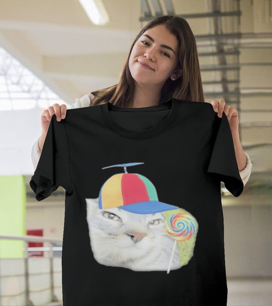 Silly Kitty Cat Candy Rainbow Cap Lollipop T-Shirt