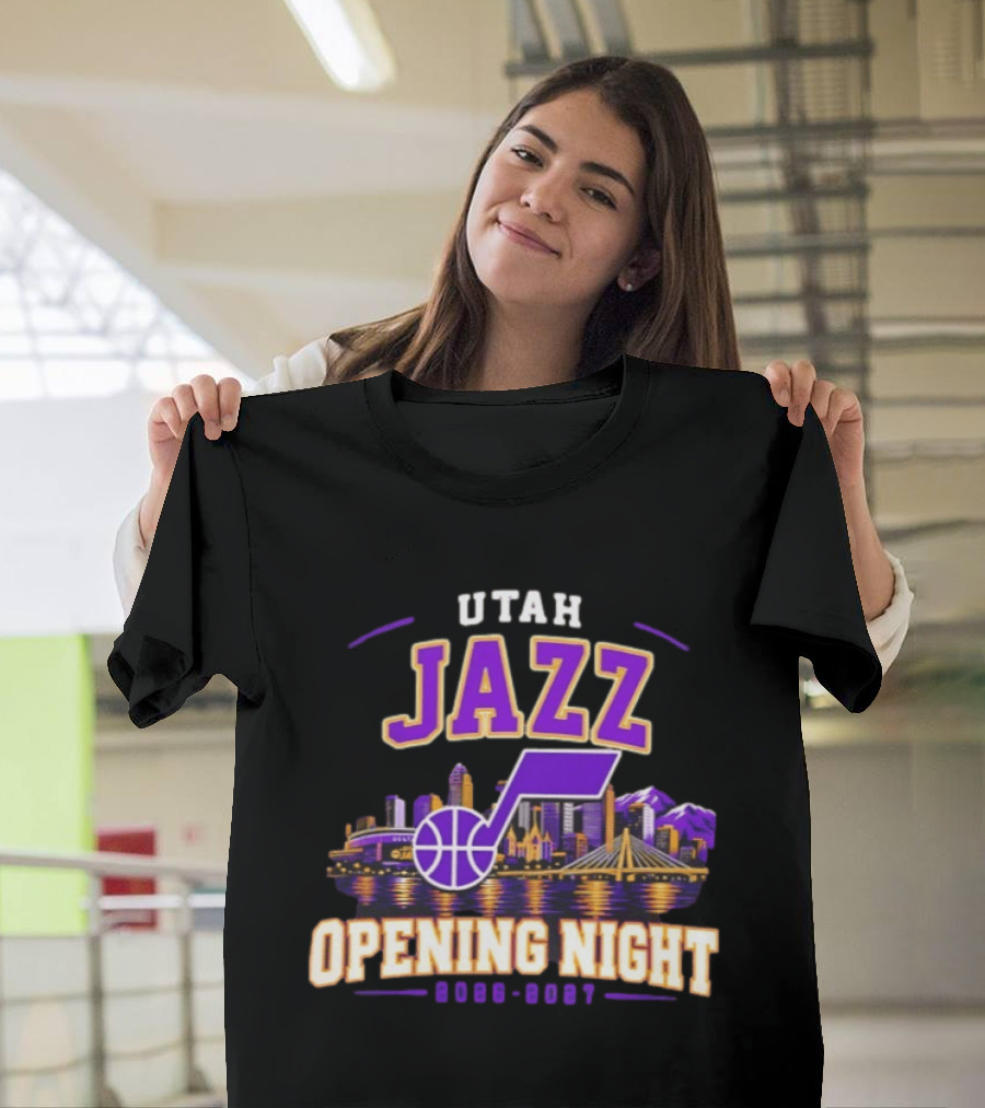 Utah Jazz NBA Opening Night 2026 2027 Skyline T-Shirt