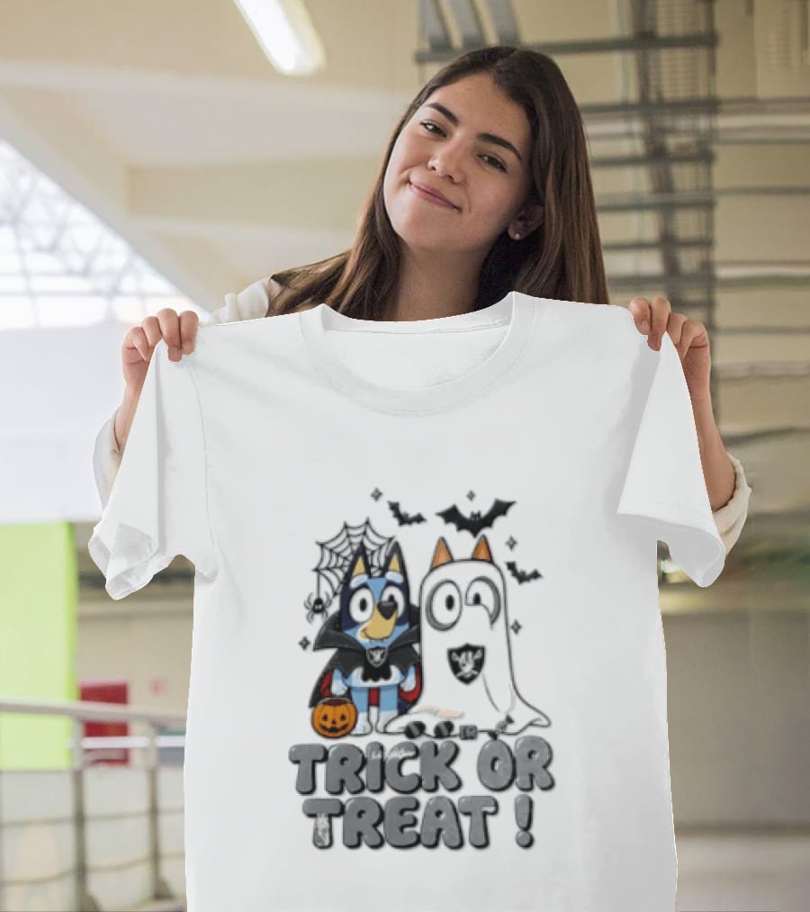 Las Vegas Raiders Bluey Trick Or Treat Halloween Costume Party T-Shirt