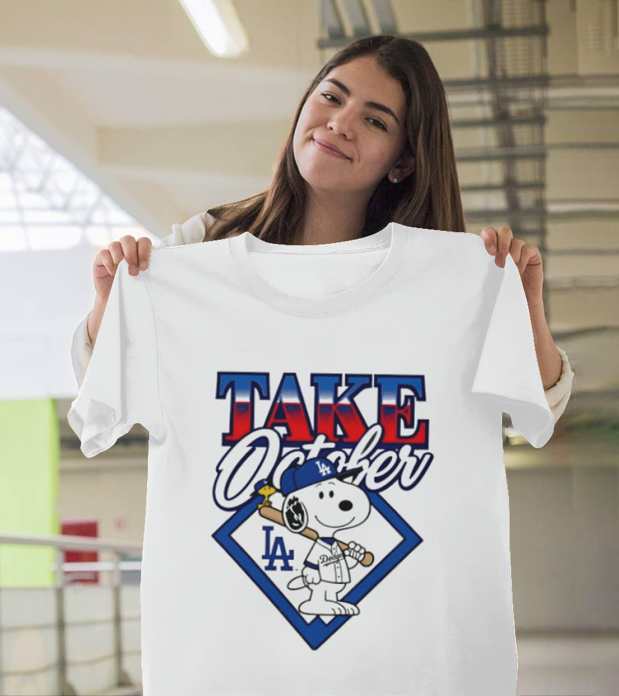 Los Angeles Dodgers Take October Snoopy Baseball Collaboration T-Shirt