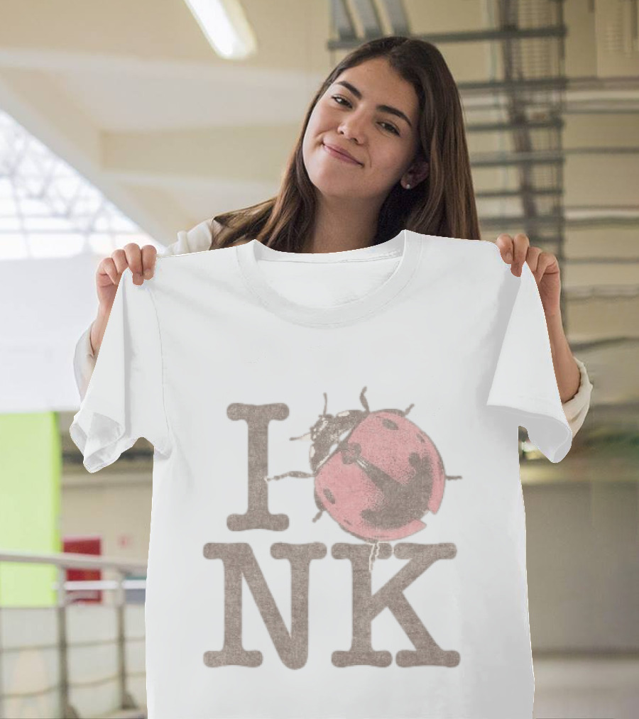 Noah Kahan Store I Love NK Pink Ladybug T-Shirt