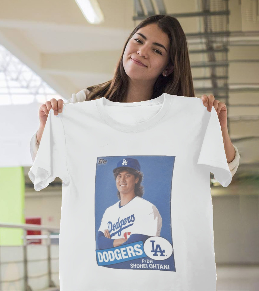 Shohei Ohtani Dodgers P/DH 80s Topps Los Angeles Baseball Card T-Shirt