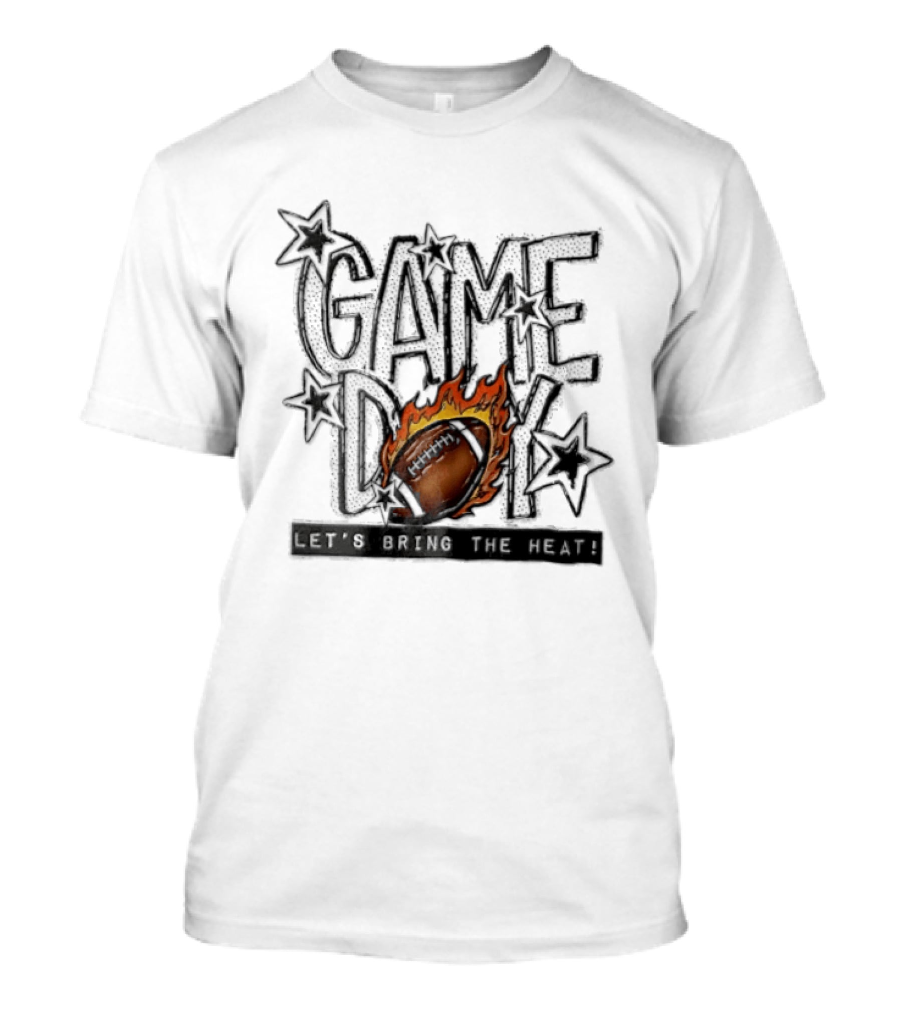 Game Day Football Let's Bring The Heat Flames Stars T-Shirt