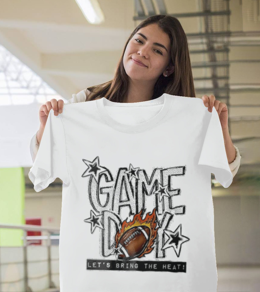Game Day Football Let's Bring The Heat Flames Stars T-Shirt