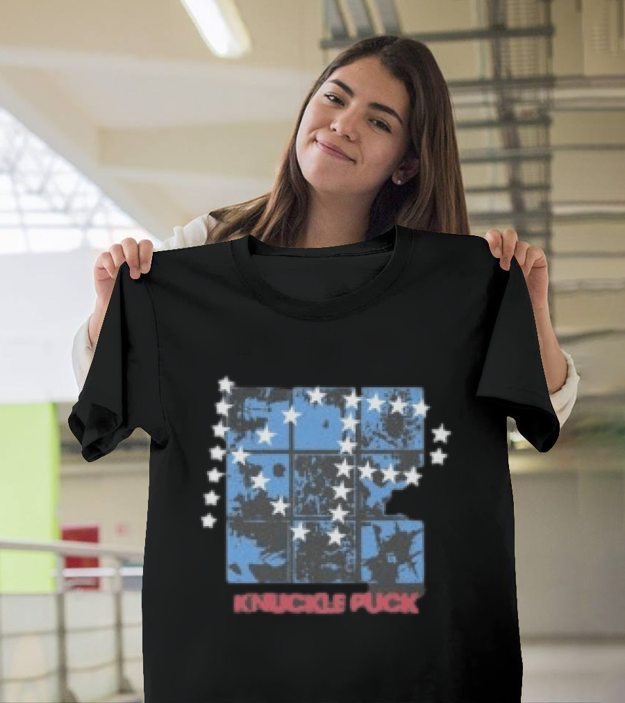 Knuckle Puck Faded Black Stars Blue Grid T-Shirt